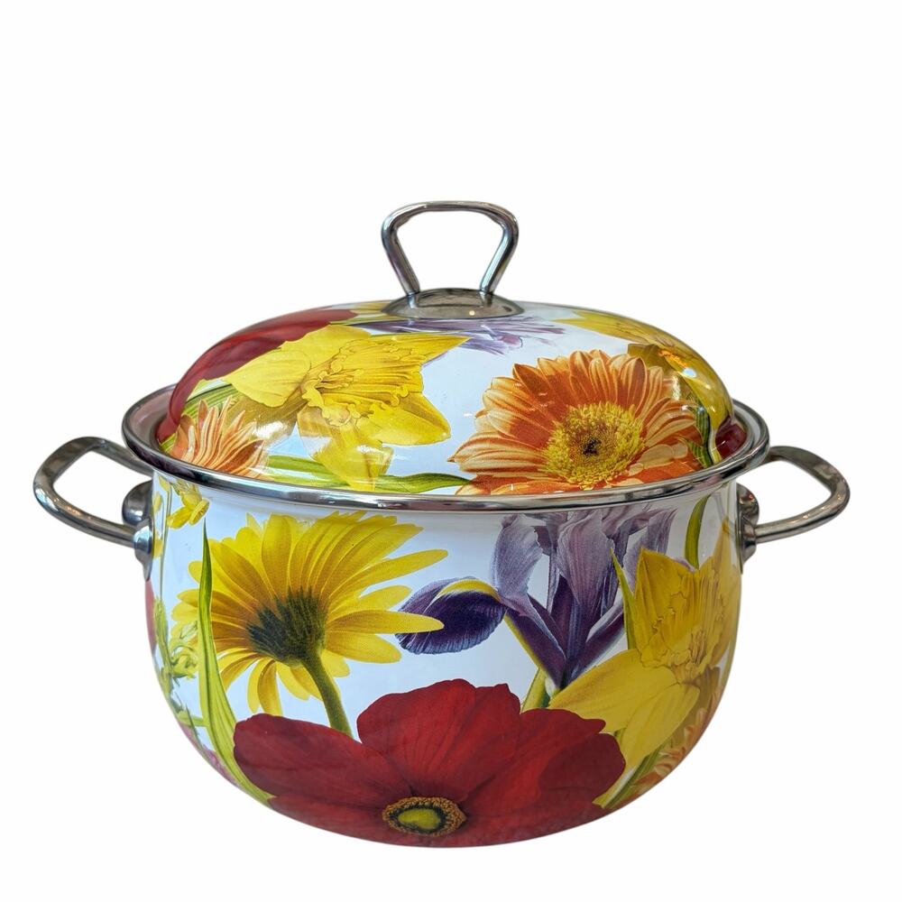 The Pioneer Woman Dutch Oven Floral Enameled Steel 4 QT Stock Pot w/ Lid Retired